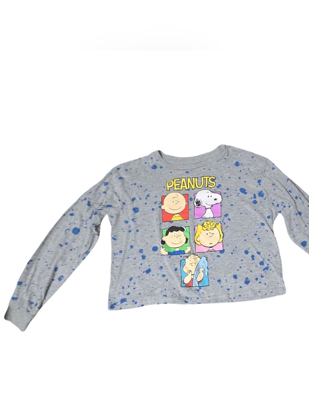 Peanuts Grey Speckled Kids Long Sleeve Graphic Tee